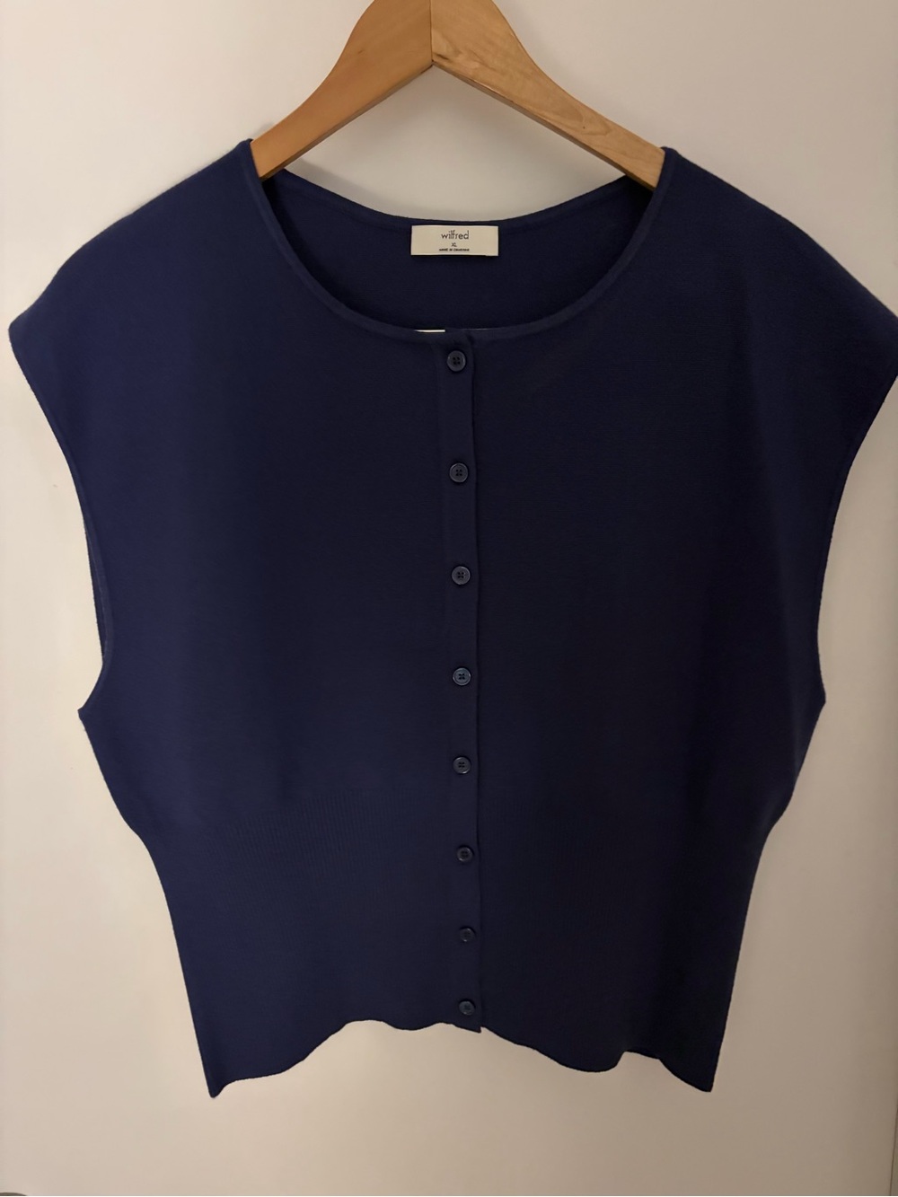 Wilfred Navy Button-Front Cap Sleeve Top